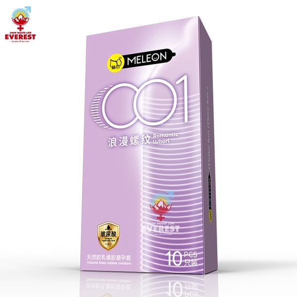  Bao cao su Meleon 001 Romantic Whort siêu mỏng có đường vân 