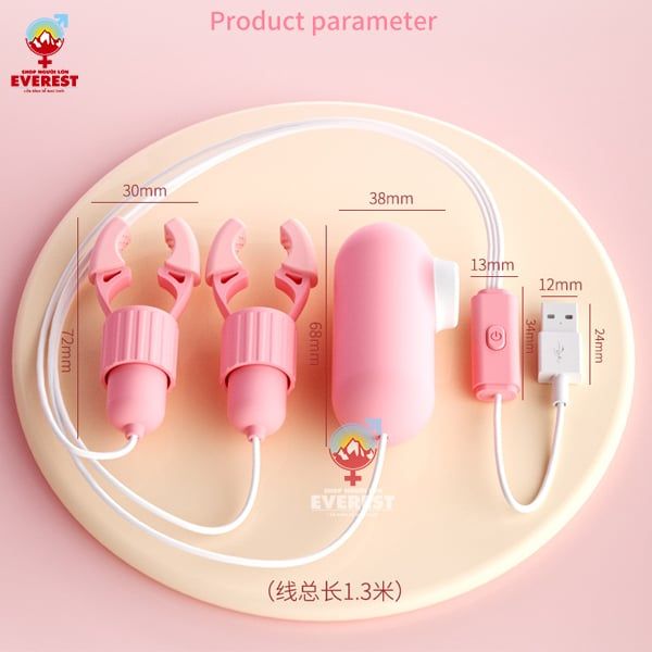  Máy kẹp đầu ti vú kèm đầu hút âm đạo 12 tần số rung và hút 