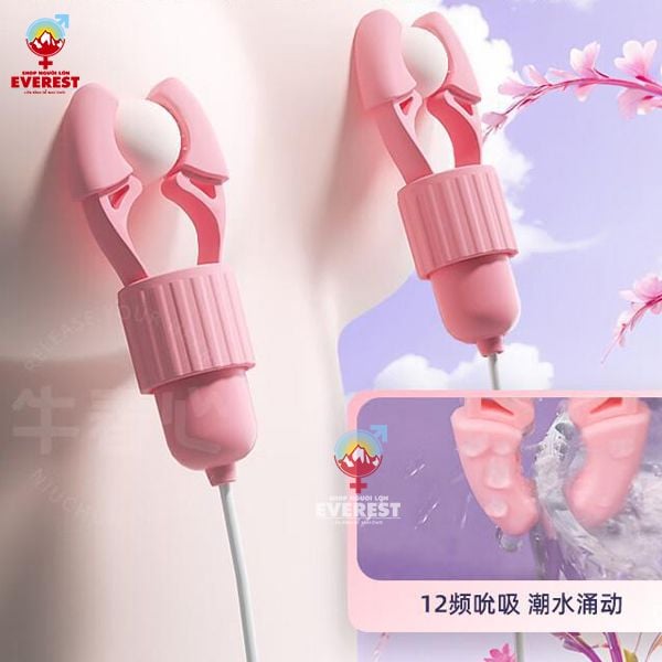  Máy kẹp đầu ti vú kèm đầu hút âm đạo 12 tần số rung và hút 