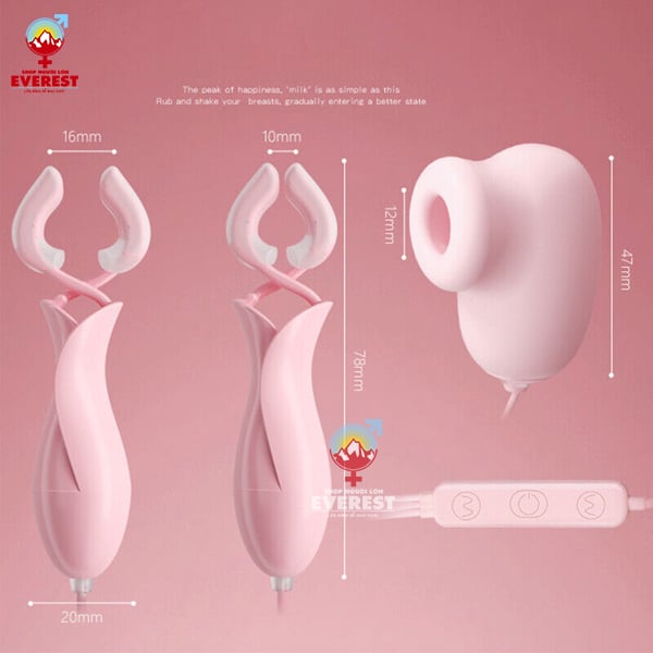  Máy kẹp đầu ti vú kèm đầu hút âm đạo 17 tần số hút và rung 