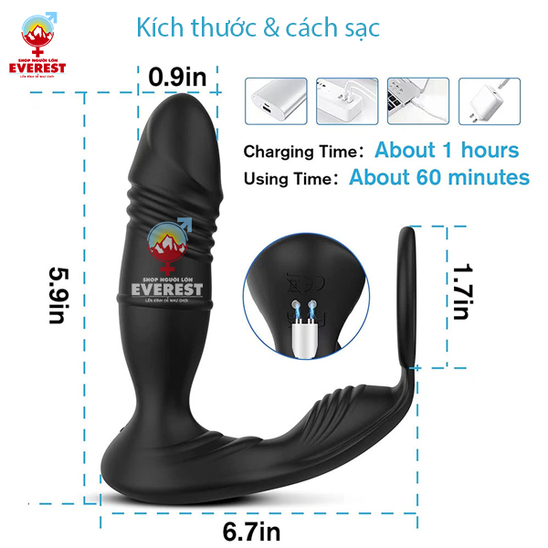  Máy rung hậu môn điều khiển từ xa bằng remote và app điện thoại 