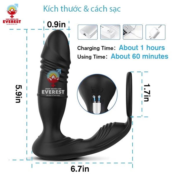  Máy rung hậu môn điều khiển từ xa bằng remote và app điện thoại 