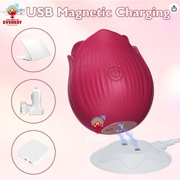  Máy rung hoa hồng rung massage 10 chế độ siêu mạnh cực êm ái 
