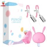  Máy rung kẹp đầu ti vú kèm lưỡi liếm âm đạo rung 10 tần số 