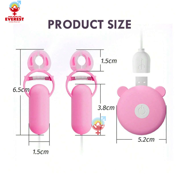  Máy rung núm vú kẹp đầu ti pin sạc USB giá rẻ siêu kích thích 