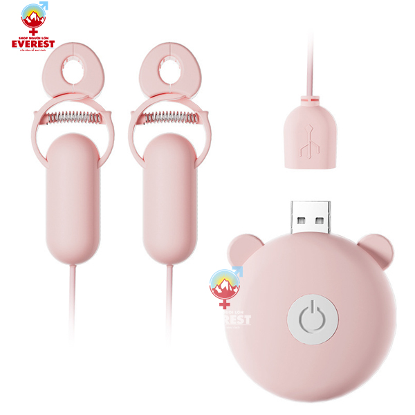  Máy rung núm vú kẹp đầu ti pin sạc USB giá rẻ siêu kích thích 