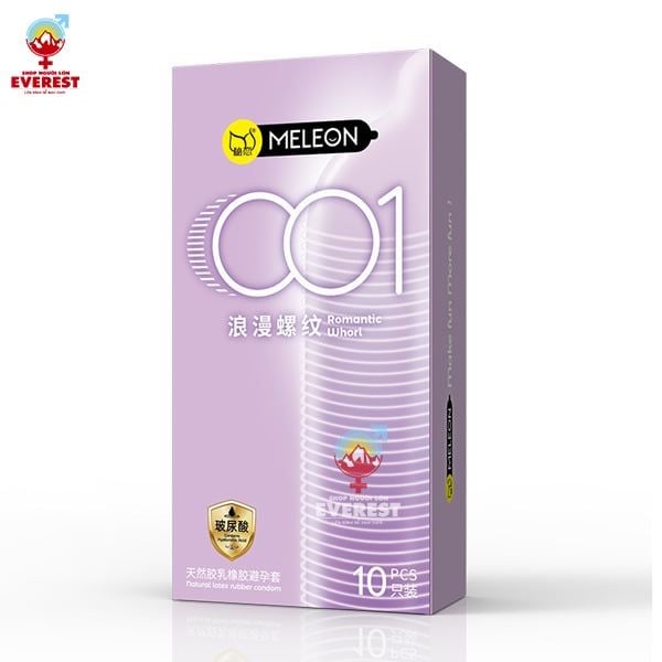  Bao cao su Meleon 001 Romantic Whort siêu mỏng có đường vân 