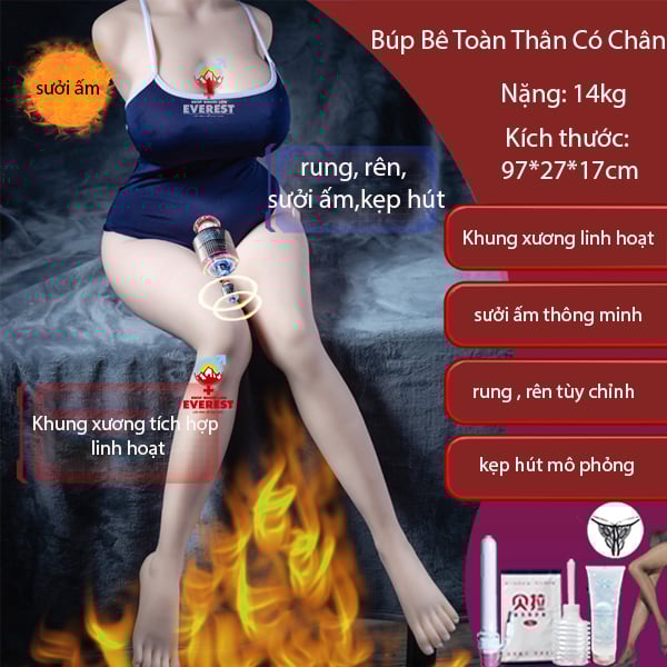  Búp bê tình dục có chân rung rên kẹp hút sưởi ấm thông minh 