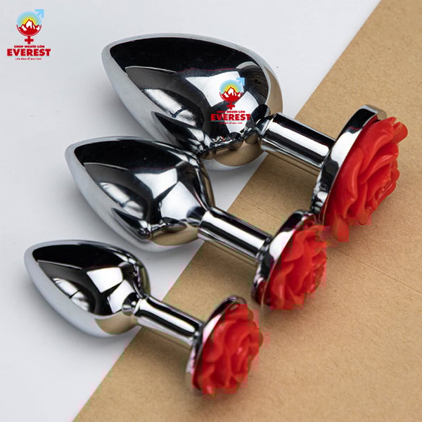  Phích cắm hậu môn inox đế hoa hồng đủ size giá rẻ 