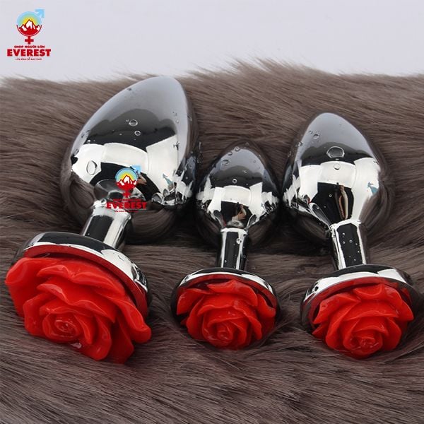  Phích cắm hậu môn inox đế hoa hồng đủ size giá rẻ 
