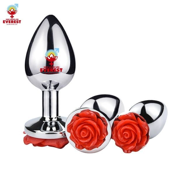  Phích cắm hậu môn inox đế hoa hồng đủ size giá rẻ 