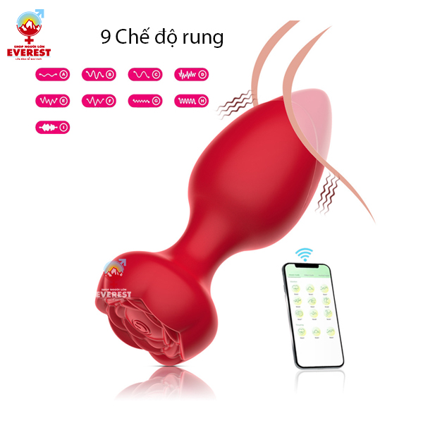  Phích cắm hậu môn rung 9 tần số điều khiển app điện thoại 