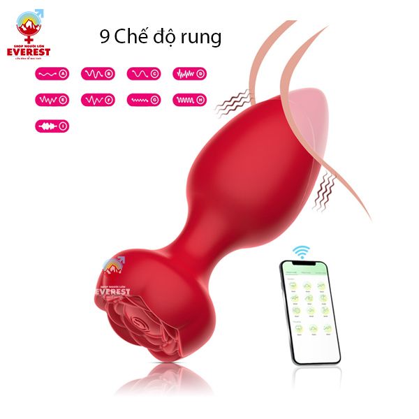  Phích cắm hậu môn rung 9 tần số điều khiển app điện thoại 