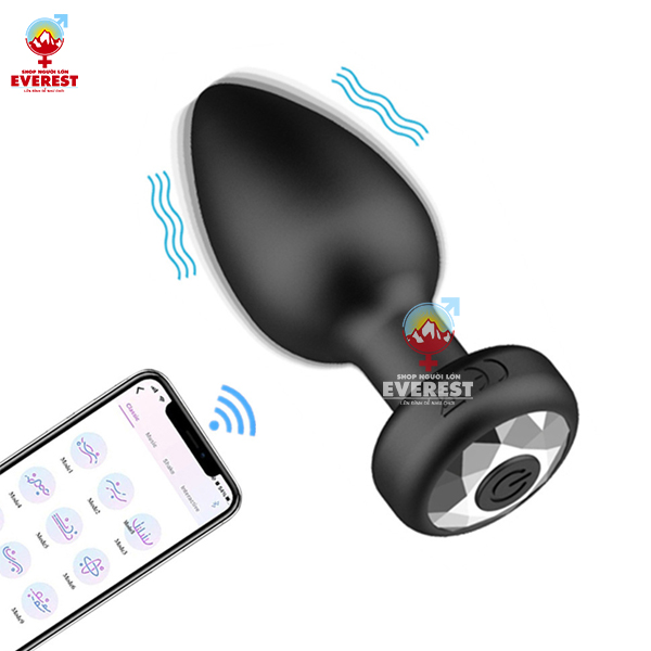  Phích cắm hậu môn silicon có rung điều khiển app điện thoại 