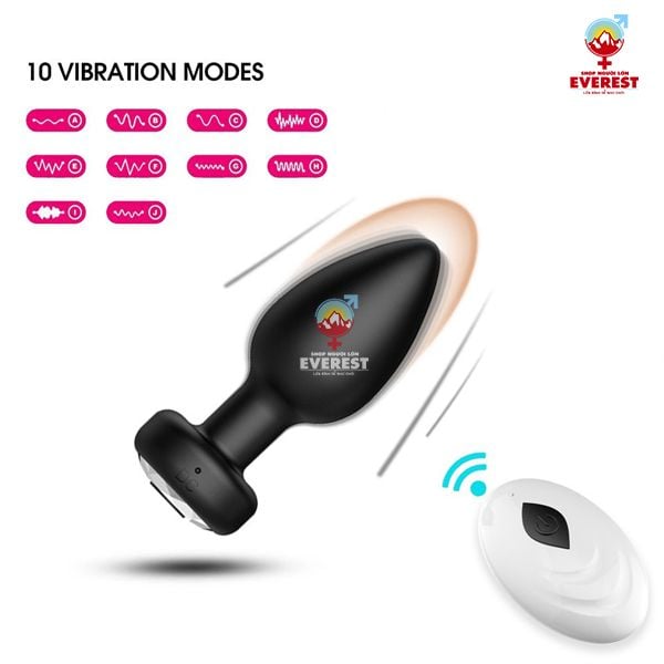  Phích cắm hậu môn silicon có rung điều khiển bằng remote 