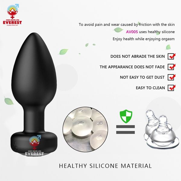  Phích cắm hậu môn silicon có rung điều khiển bằng remote 