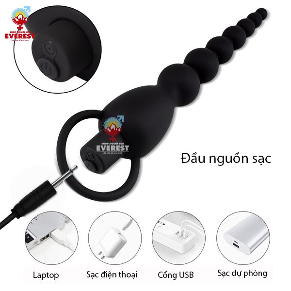  Que rung kích thích hậu môn nhiều bi Anus Pull Bead sạc USB 