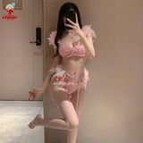  Sét đồ nội y ren phối lông vũ cao cấp sexy gợi cảm 