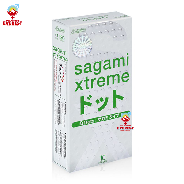  Bao cao su siêu mỏng Sagami Xtreme Dots Type có gân gai hộp 10 cái 