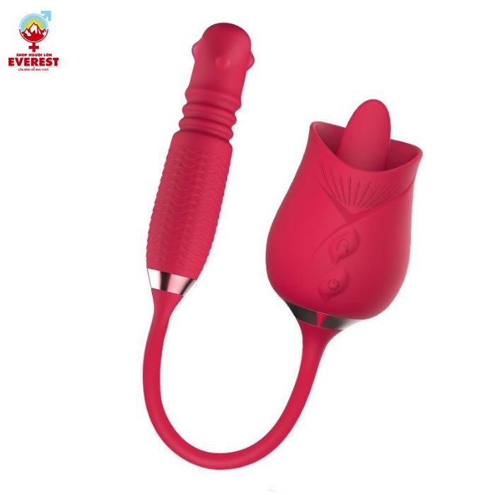  Trứng rung xoay thụt đầu bi kèm lưỡi rung hoa hồng thế hệ 1 