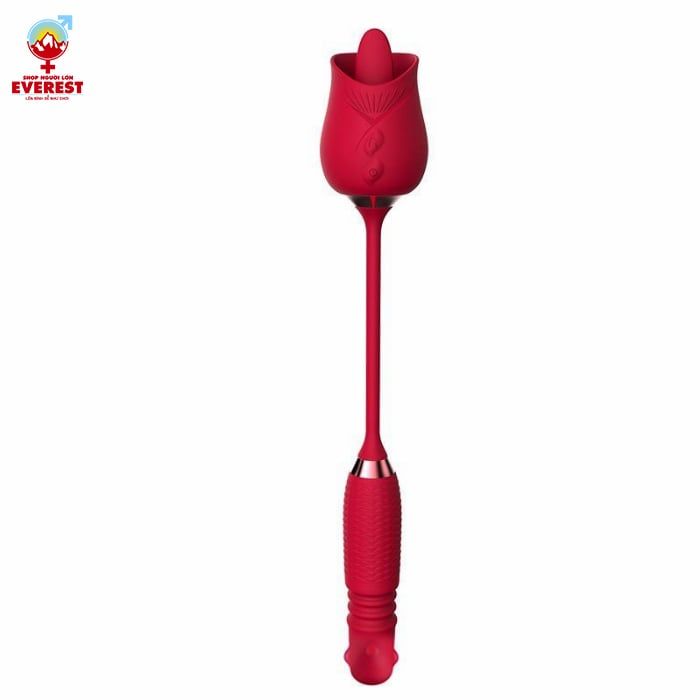  Trứng rung xoay thụt đầu bi kèm lưỡi rung hoa hồng thế hệ 1 