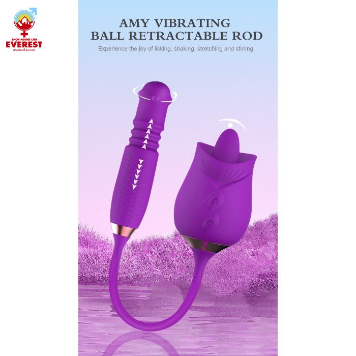  Trứng rung xoay thụt đầu bi kèm lưỡi rung hoa hồng thế hệ 1 