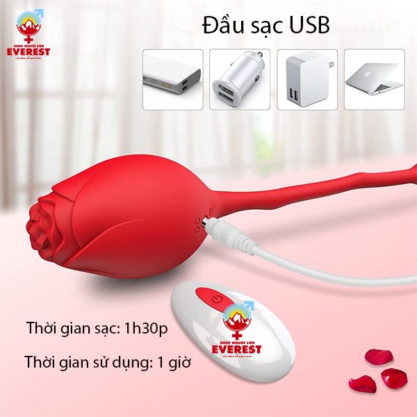 Trứng rung hoa hồng điều khiển từ xa bằng remote massage kích thích điểm G 