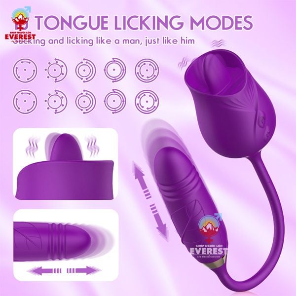  Trứng rung hoa hồng kết hợp đầu lưỡi liếm kích thích điểm G 