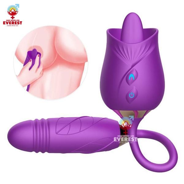  Trứng rung hoa hồng kết hợp đầu lưỡi liếm kích thích điểm G 