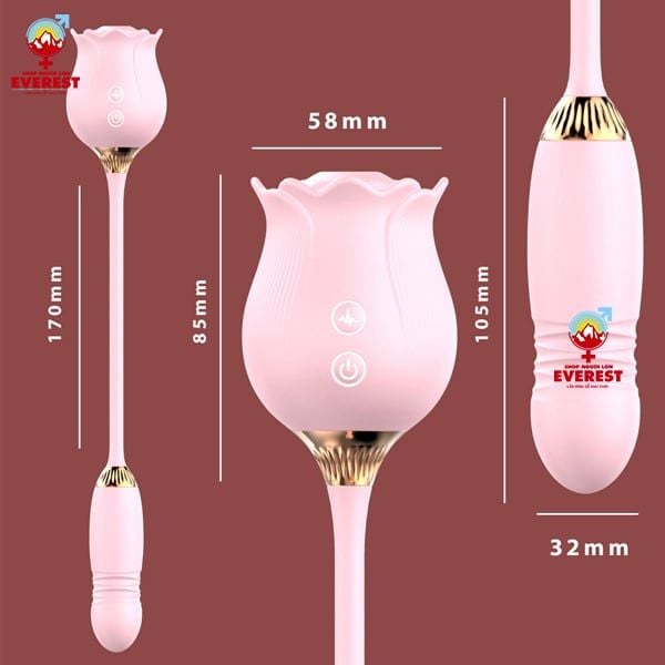  Trứng rung thụt kết hợp đầu bú hút hoa hồng nhiều chế độ 