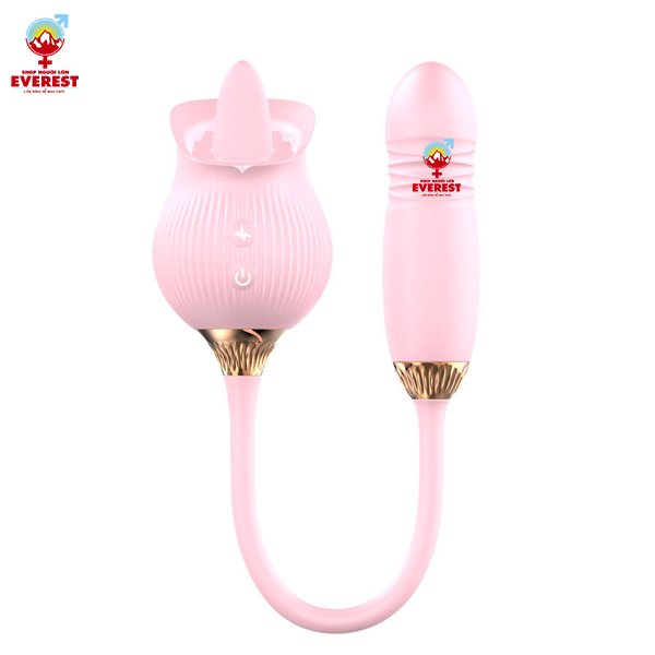  Trứng rung thụt kết hợp đầu lưỡi liếm hoa hồng nhiều chế độ 
