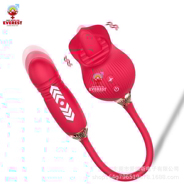  Trứng rung thụt kết hợp đầu lưỡi liếm hoa hồng nhiều chế độ 
