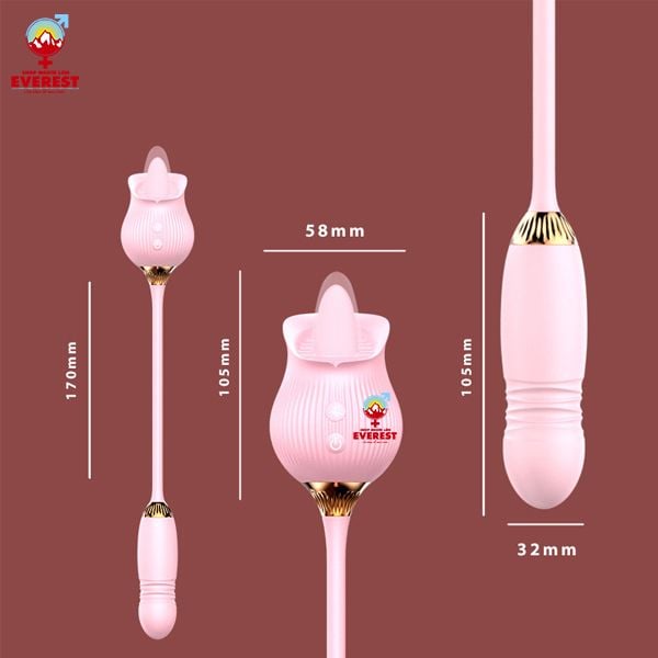  Trứng rung thụt kết hợp đầu lưỡi liếm hoa hồng nhiều chế độ 