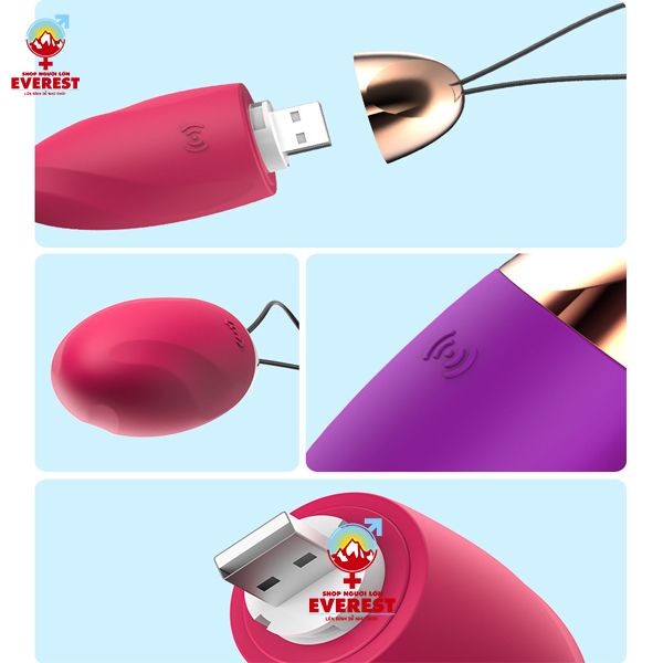  Trứng rung tình yêu 1 đầu rung 10 tần số sạc USB giá rẻ 