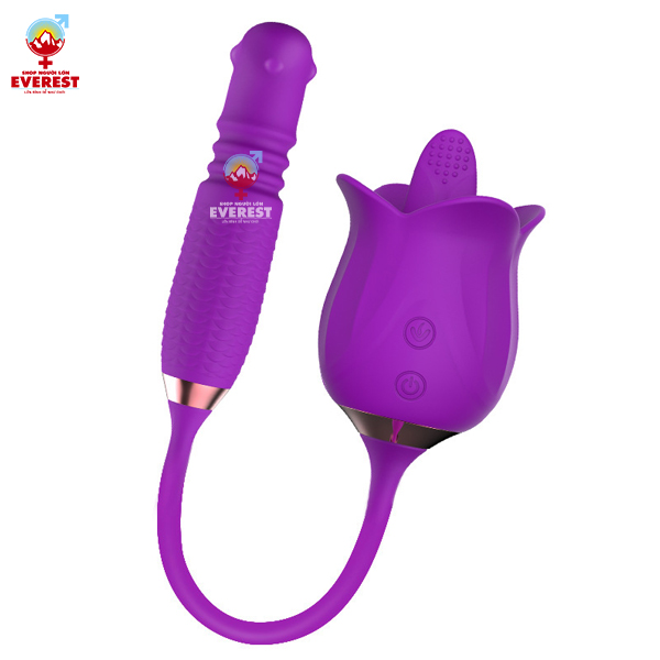  Trứng rung xoay thụt đầu bi kèm lưỡi rung hoa hồng thế hệ 2 