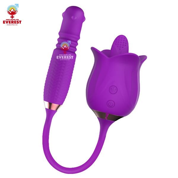  Trứng rung xoay thụt đầu bi kèm lưỡi rung hoa hồng thế hệ 2 