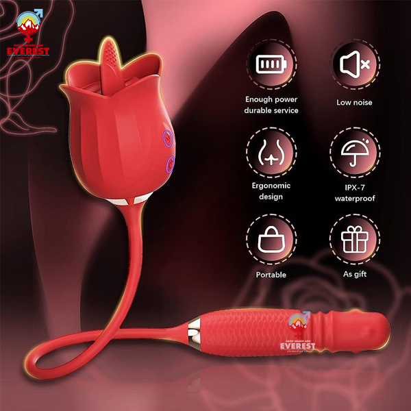  Trứng rung xoay thụt đầu bi kèm lưỡi rung hoa hồng thế hệ 2 