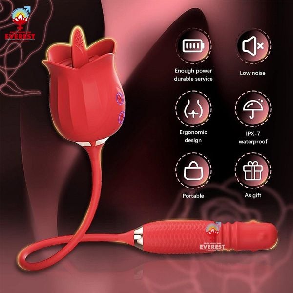  Trứng rung xoay thụt đầu bi kèm lưỡi rung hoa hồng thế hệ 2 