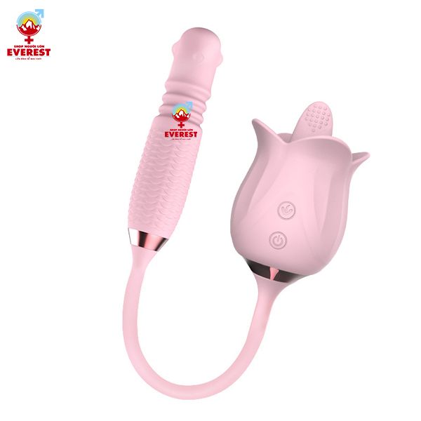  Trứng rung xoay thụt đầu bi kèm lưỡi rung hoa hồng thế hệ 2 