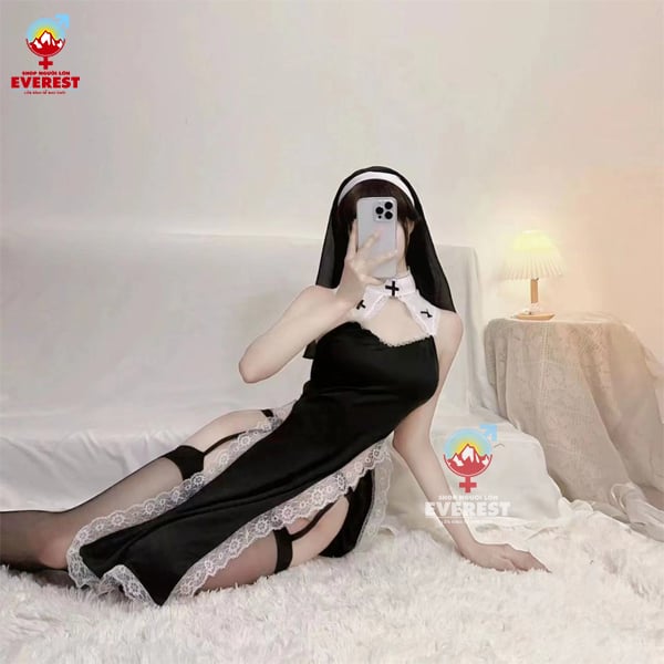  Váy ngủ cosplay nữ tu sĩ gợi cảm phối ren sexy 