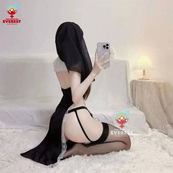  Váy ngủ cosplay nữ tu sĩ gợi cảm phối ren sexy 