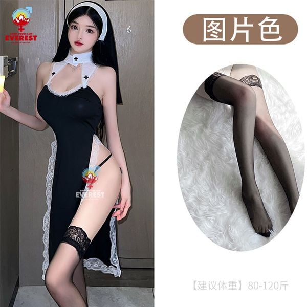  Váy ngủ cosplay nữ tu sĩ gợi cảm phối ren sexy 