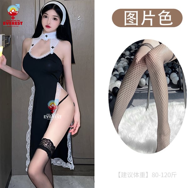  Váy ngủ cosplay nữ tu sĩ gợi cảm phối ren sexy 