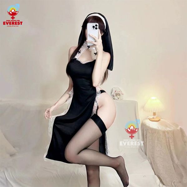  Váy ngủ cosplay nữ tu sĩ gợi cảm phối ren sexy 