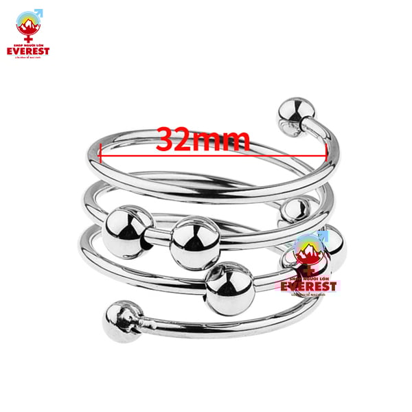  Vòng đeo cu inox Alexandra có bi tăng khoái cảm [5 size] 