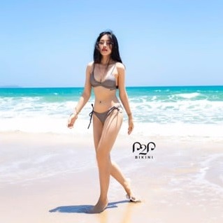 Bikini 2 mảnh cột dây xám ghi