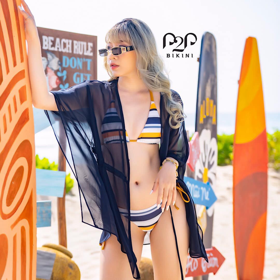 Bikini 2 mảnh cột dây kẻ sọc