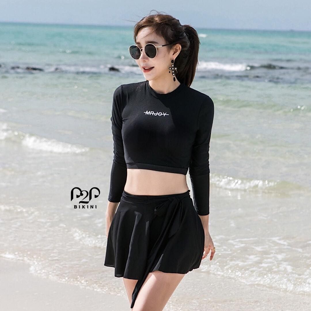 Mua Đồ bơi size lớn cho bé gái mẫu liền thân tay dài chống nắng áo tắm  big size dáng váy có khóa kéo trẻ em nữ chất thun bơi lạnh cao