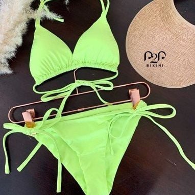 Bikini 2 mảnh cột dây xanh neon