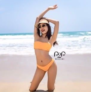 Bikini 2 mảnh áo quây ngang sexy cam